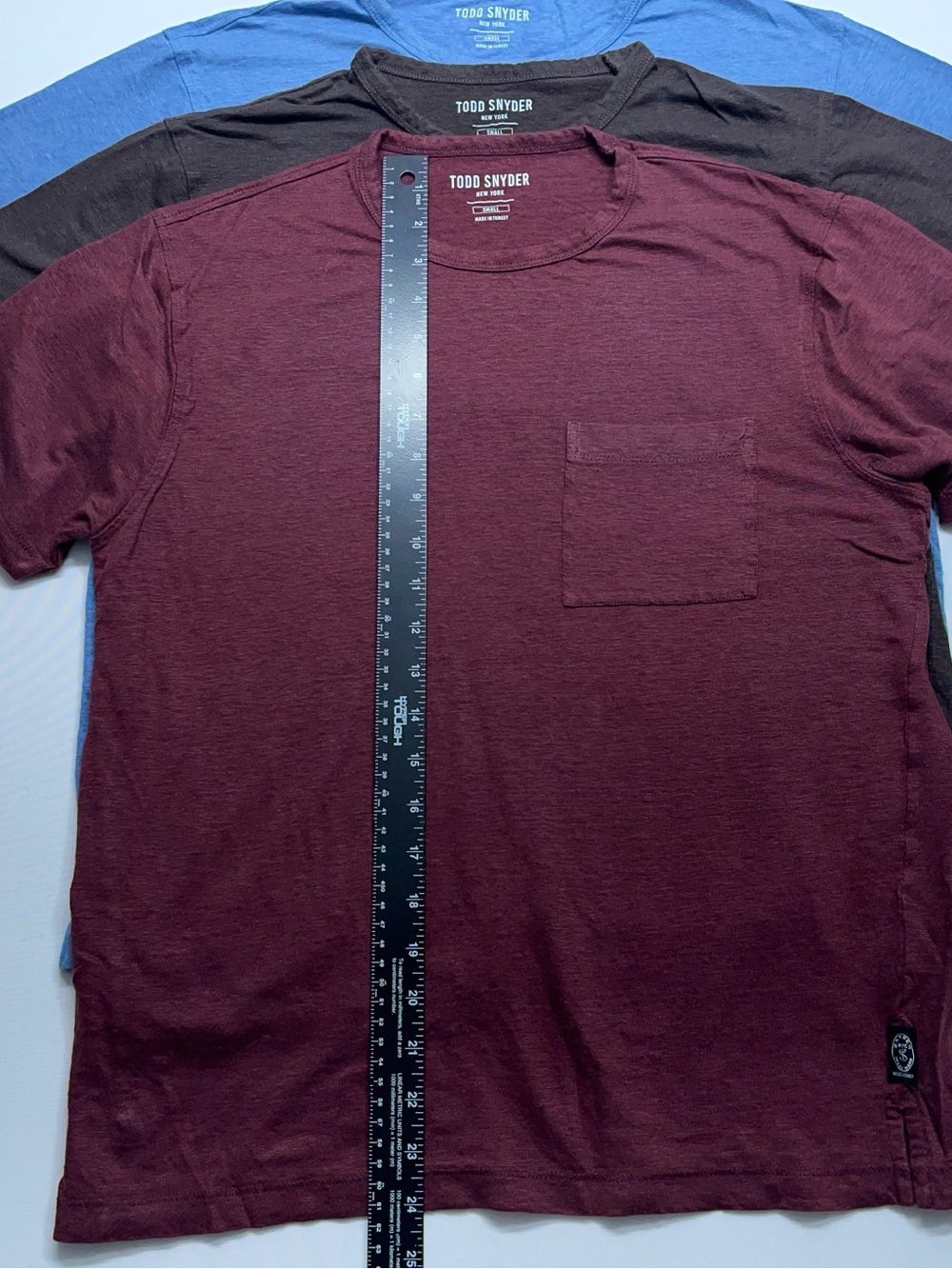 Todd Snyder Linen T Shirts Mens Small Coconut Sail Blue Burgundy Lot If Three - Picture 6 of 10